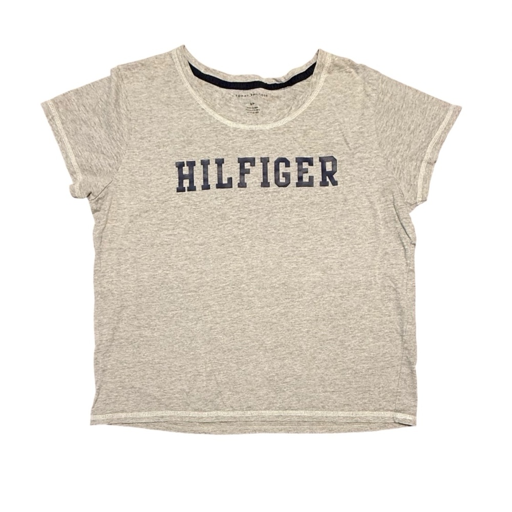 Y2K Vintage Women’s Tommy Hilfiger Gray Short Sleeve Tee Size Small